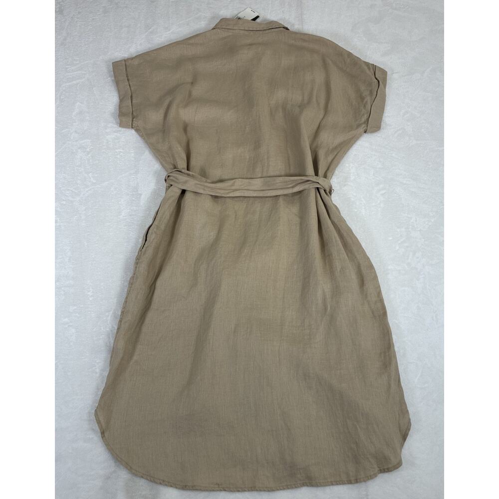 NWT Lauren Ralph Lauren Tie Front Linen Shirt Dress Sz 12 Lauren Khaki Charity - Picture 13 of 14